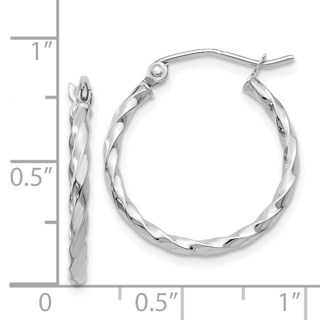 14k White Gold Twist Polished Hoop Earring