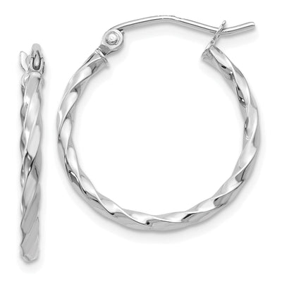 14k White Gold Twist Polished Hoop Earring at $ 119.58 only from Jewelryshopping.com