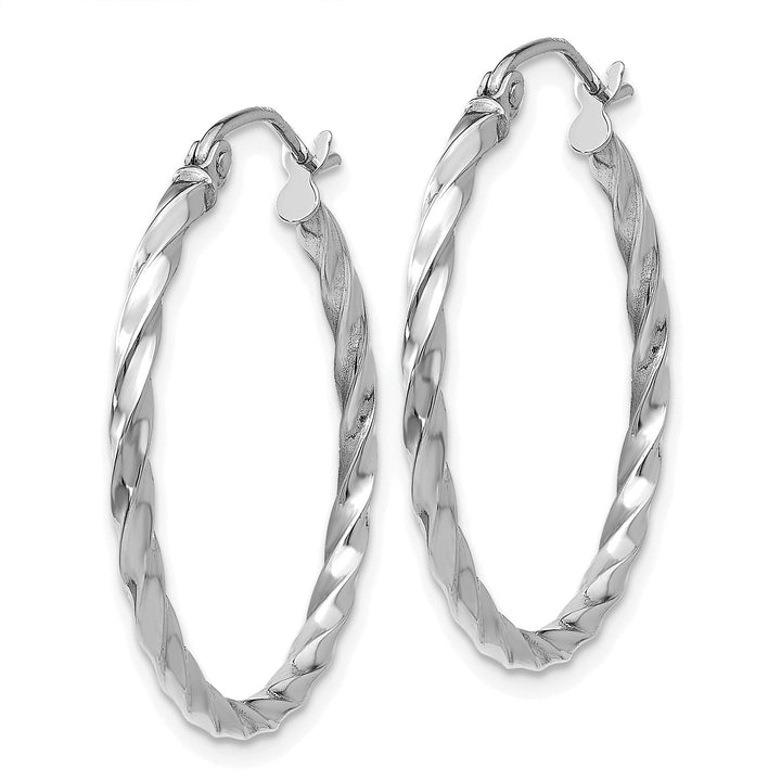 14k White Gold Twist Polished Hoop Earring