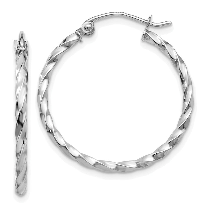 14k White Gold Twist Polished Hoop Earring