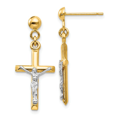 14k Two-tone Gold Hollow Crucifix Earrings at $ 135.35 only from Jewelryshopping.com
