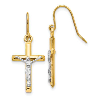 14k Two-tone Gold Polished Crucifix Earrings at $ 99.14 only from Jewelryshopping.com