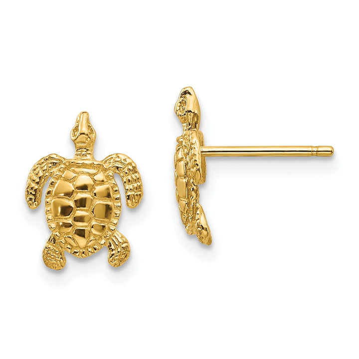 14k Yellow Gold Sea Turtle Post Earrings