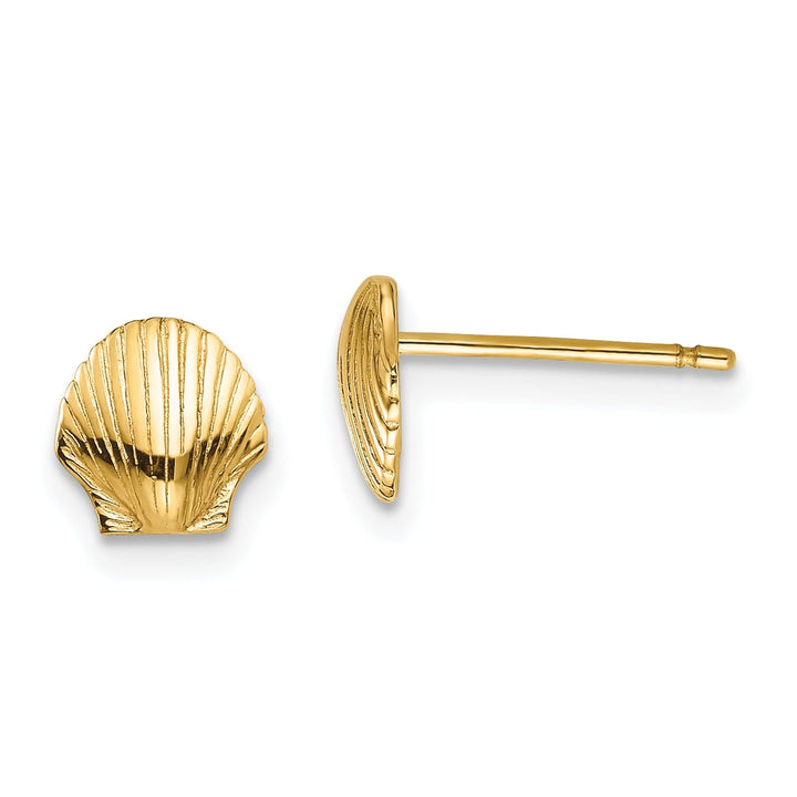 14k Yellow Gold Mini Scallop Shell Post Earrings