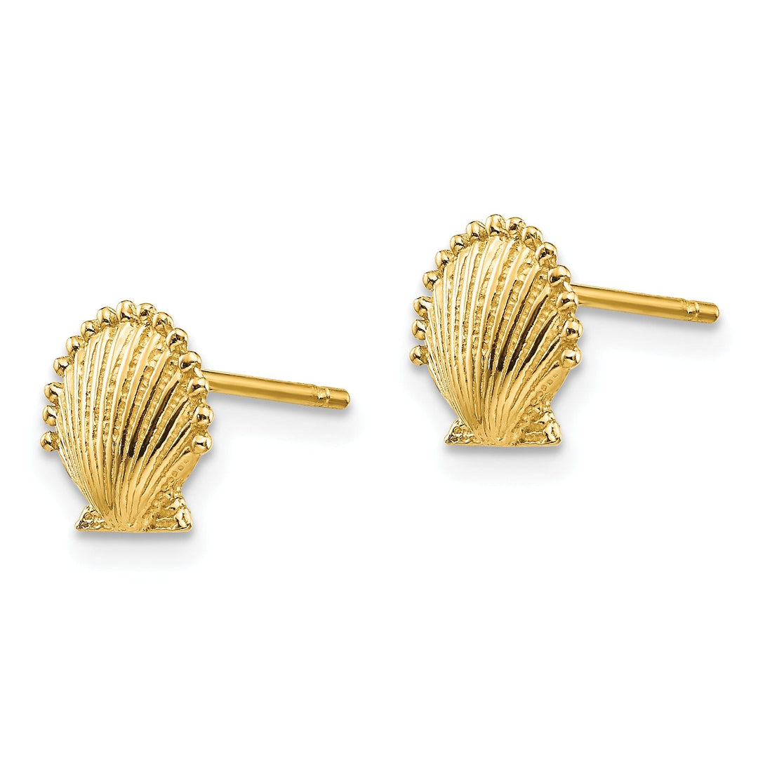 14k Yellow Gold Scallop Shell Post Earrings