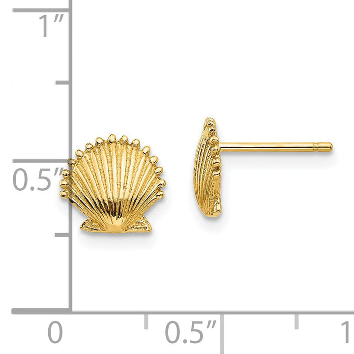 14k Yellow Gold Scallop Shell Post Earrings