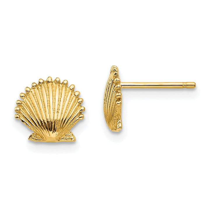 14k Yellow Gold Scallop Shell Post Earrings