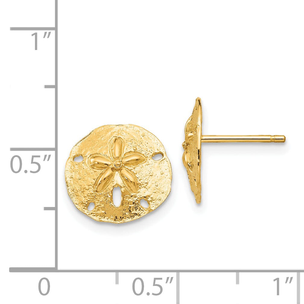 14k Yellow Gold Sand Dollar Post Earrings