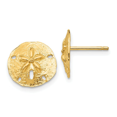 14k Yellow Gold Sand Dollar Post Earrings at $ 137.11 only from Jewelryshopping.com