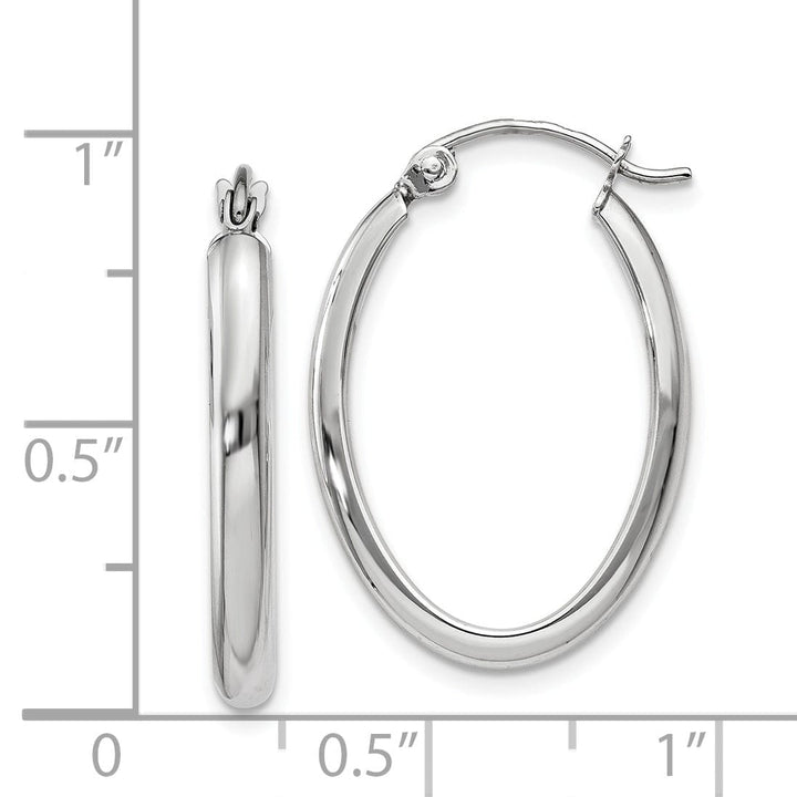 14k White Gold 2.75MM Oval Tube Hoop Earrings