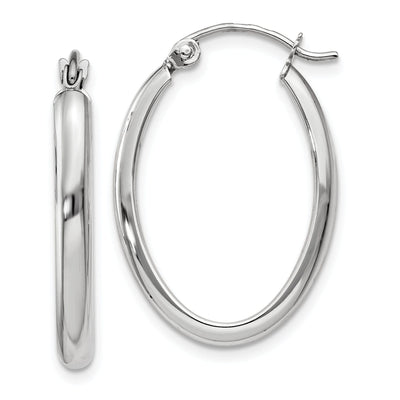 14k White Gold 2.75MM Oval Tube Hoop Earrings at $ 149.87 only from Jewelryshopping.com