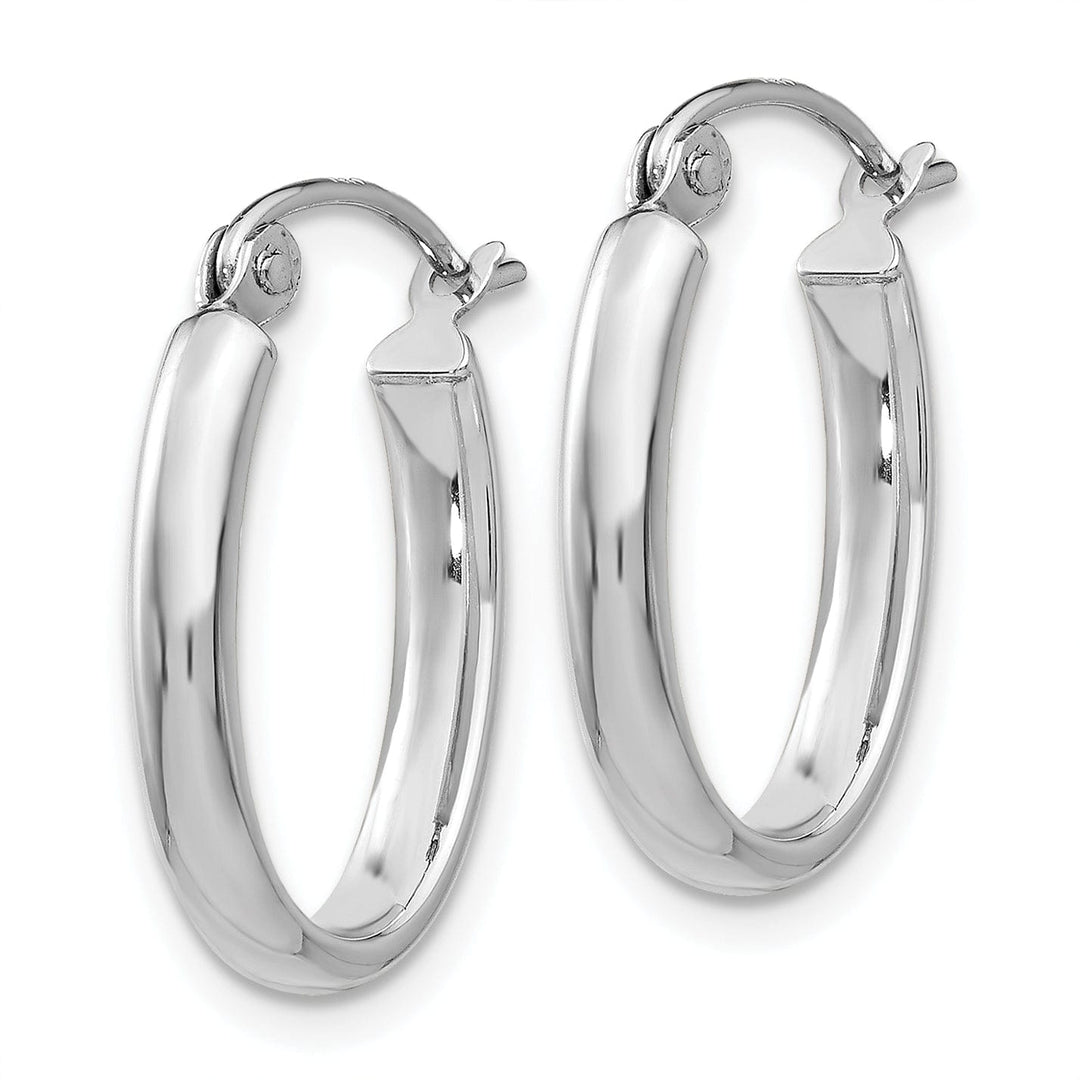 14k White Gold 2.75MM Oval Tube Hoop Earrings