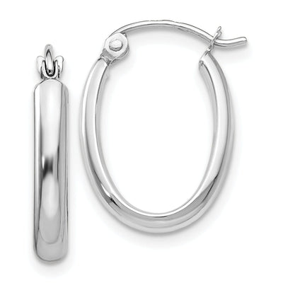 14k White Gold 2.75MM Oval Tube Hoop Earrings at $ 94.55 only from Jewelryshopping.com