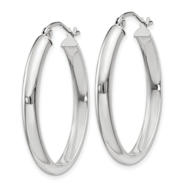 14k White Gold Polished 3.75MM Oval Hoop Earrings