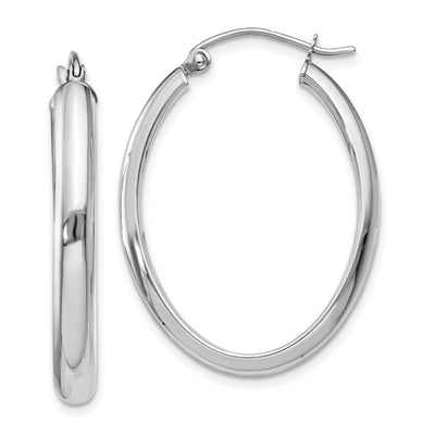 14k White Gold Polished 3.75MM Oval Hoop Earrings at $ 186.08 only from Jewelryshopping.com
