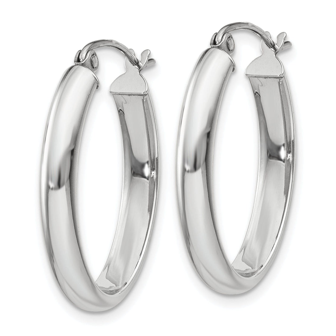 14k White Gold 3.75MM Oval Tube Hoop Earrings