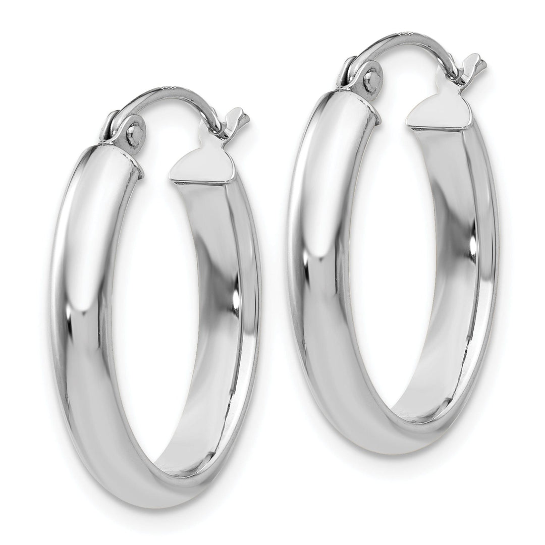 14k White Gold 3.75MM Oval Tube Hoop Earrings