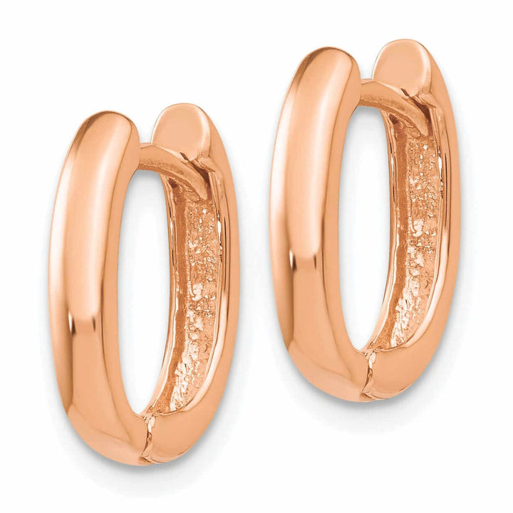 14k Rose Gold Polished Oval Shape Design Hoop Earrings