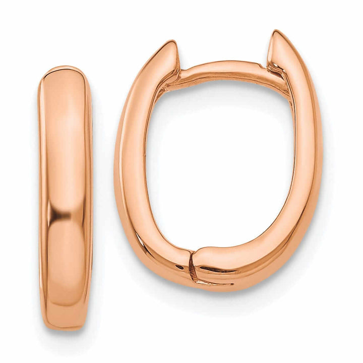 14k Rose Gold Polished Oval Shape Design Hoop Earrings