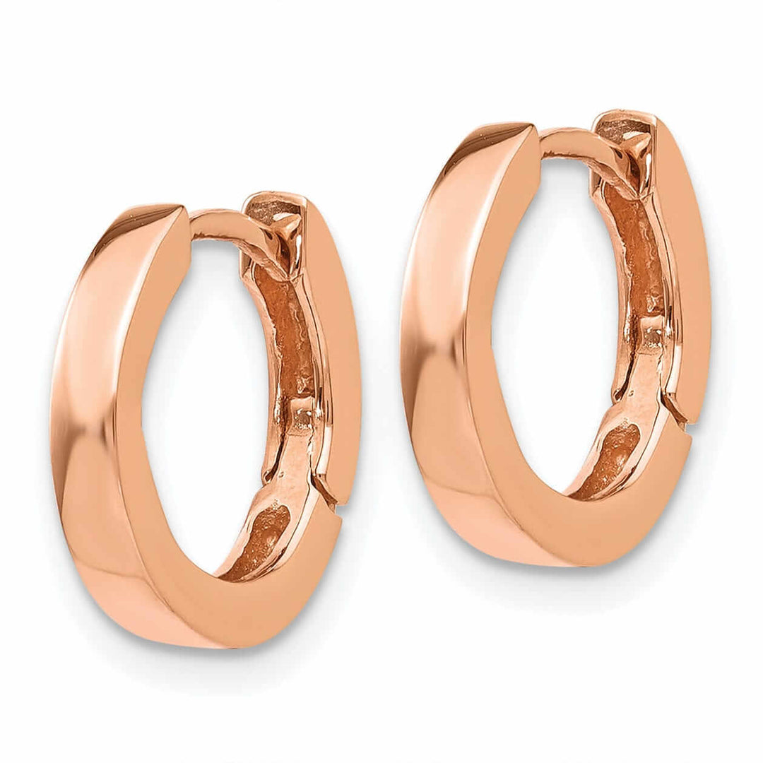 14k Rose Gold Polished Round Hoop Earrings