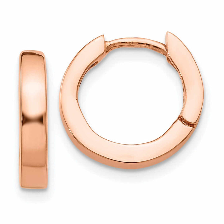 14k Rose Gold Polished Round Hoop Earrings