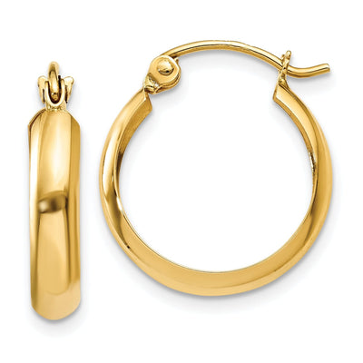 14k Yellow Gold Polished 3.5MM Hoop Earrings