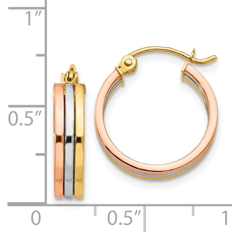 14k Tri-color Gold Hoop Earrings