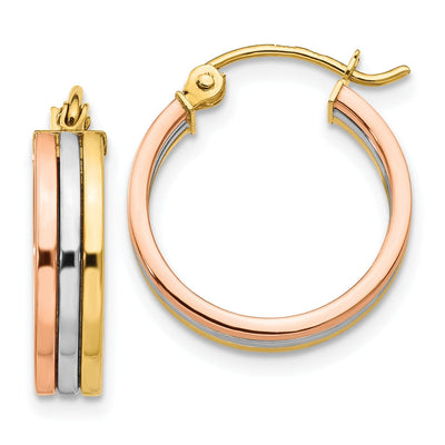 14k Tri-color Gold Hoop Earrings at $ 205.05 only from Jewelryshopping.com