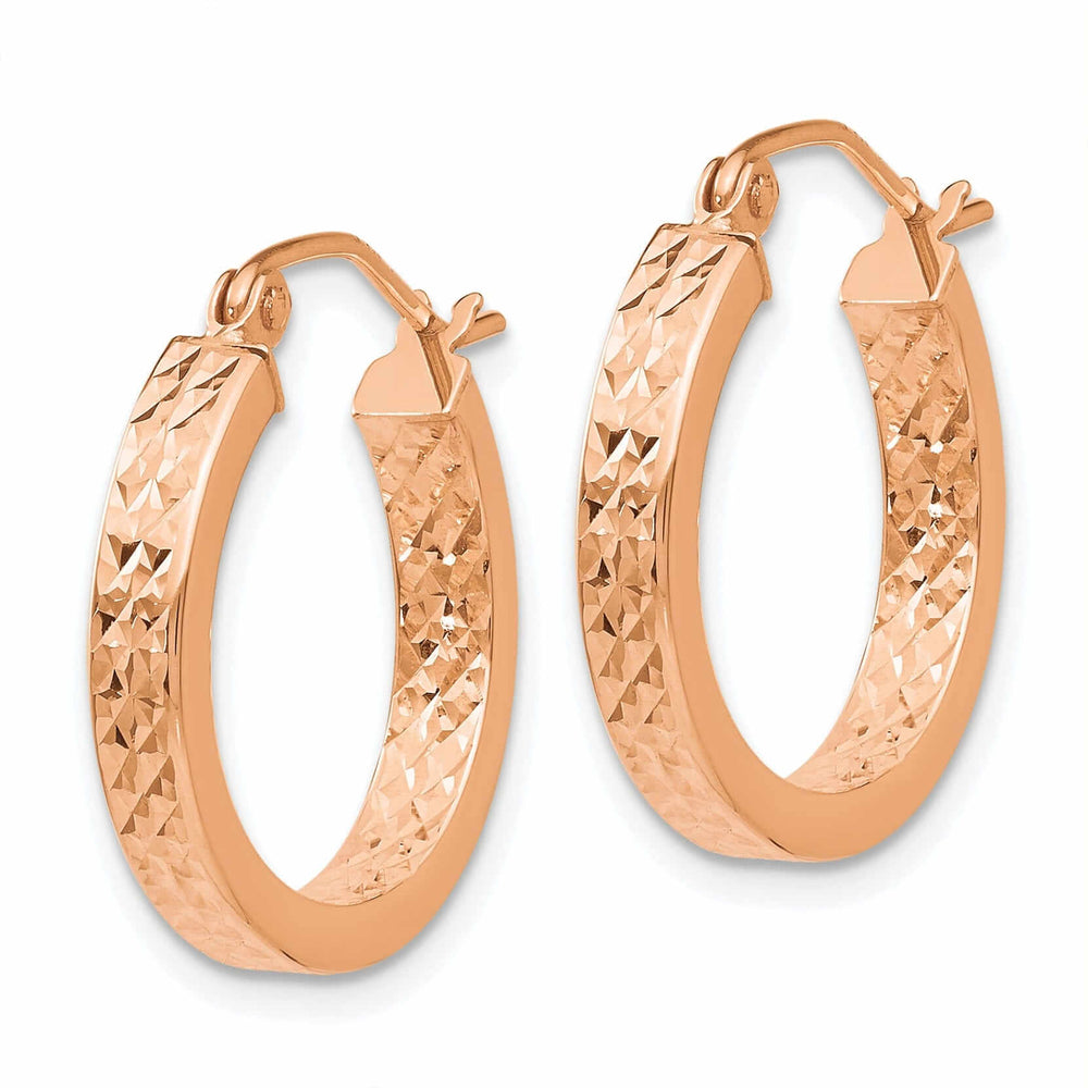 14k Rose Gold In out Hoop Earrings