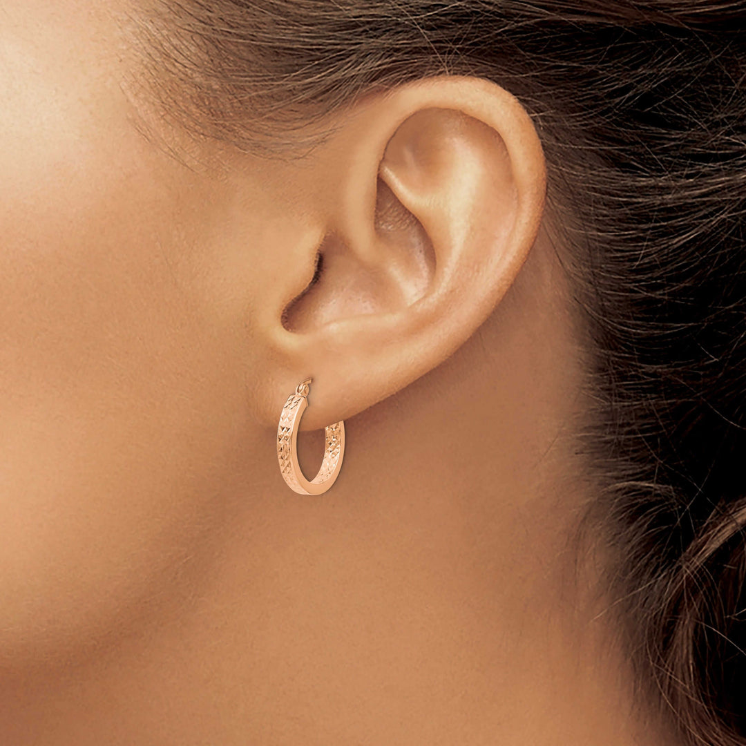 14k Rose Gold In out Hoop Earrings
