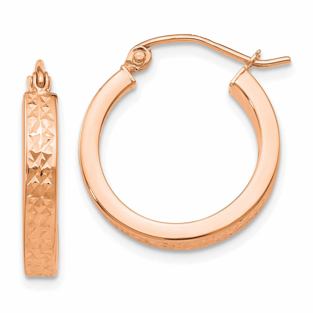 14k Rose Gold In out Hoop Earrings