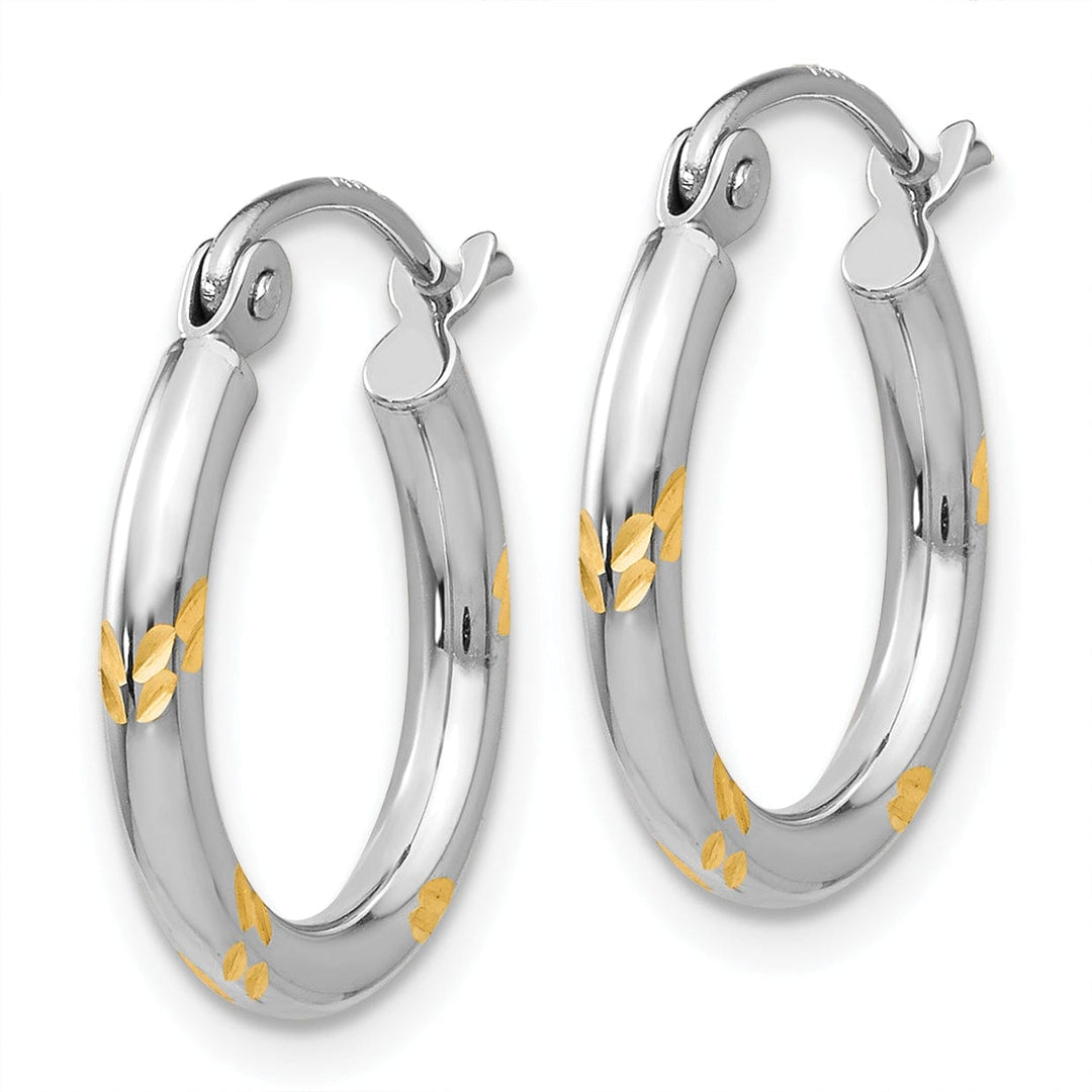 14k White Gold Rhodium Twisted Hoop Earrings
