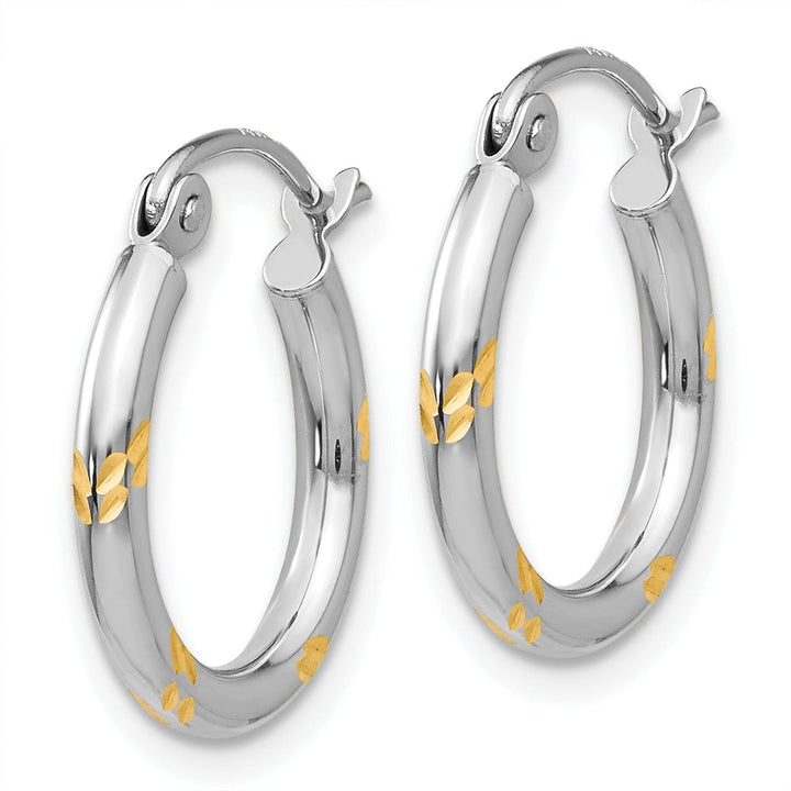14k White Gold Rhodium Twisted Hoop Earrings