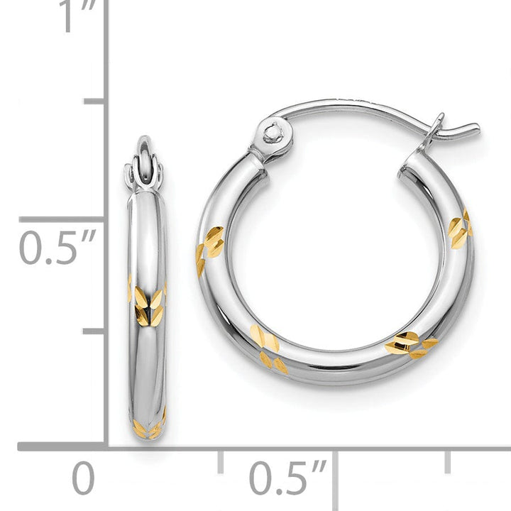 14k White Gold Rhodium Twisted Hoop Earrings