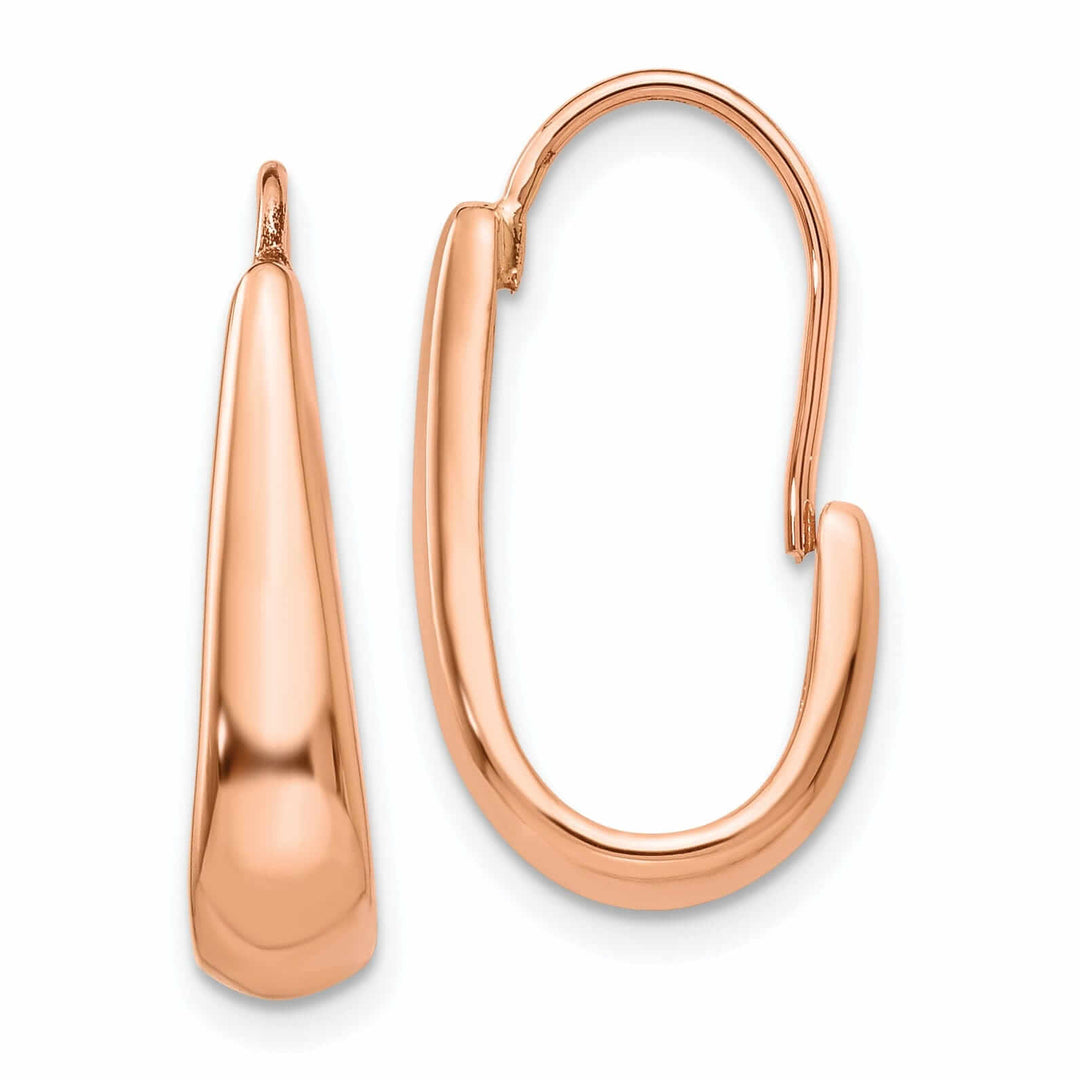 14k Rose Gold Polished Tapered J-Hoop Wire Earring