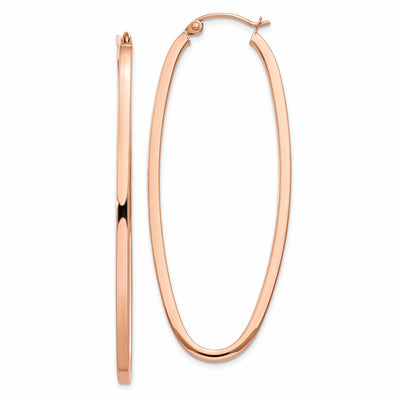 14k Rose Gold 2MM Square Tube Oval Hoop Earrings at $ 375.46 only from Jewelryshopping.com
