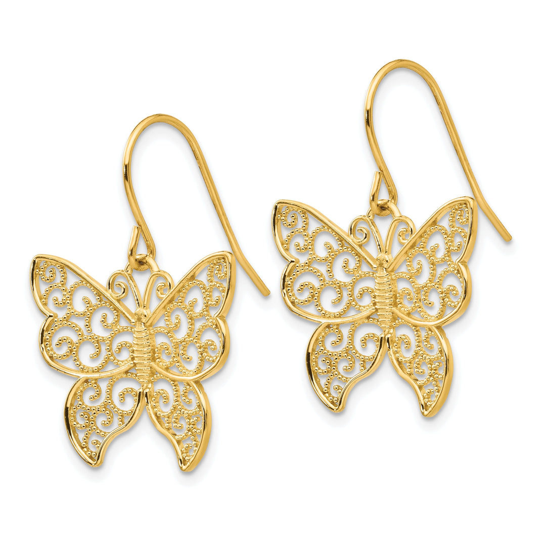 14k Yellow Gold Butterfly Earrings