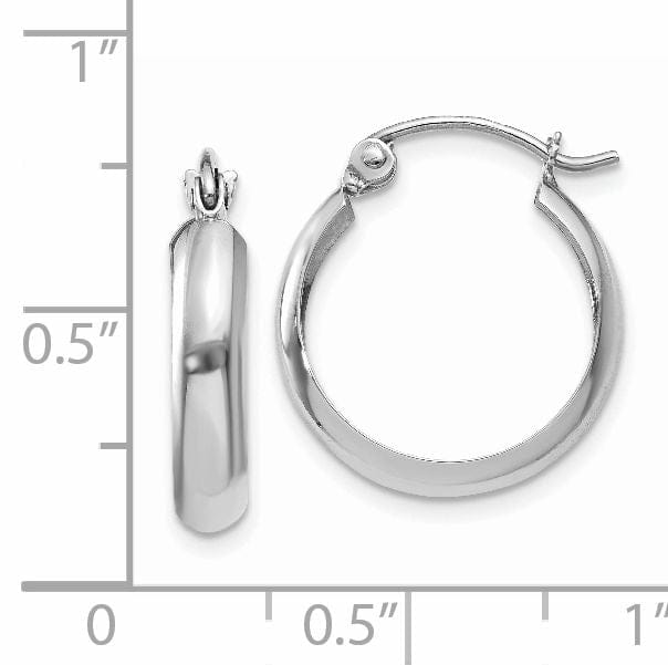 14k White Gold Polished 3.5MM Hoop Earrings