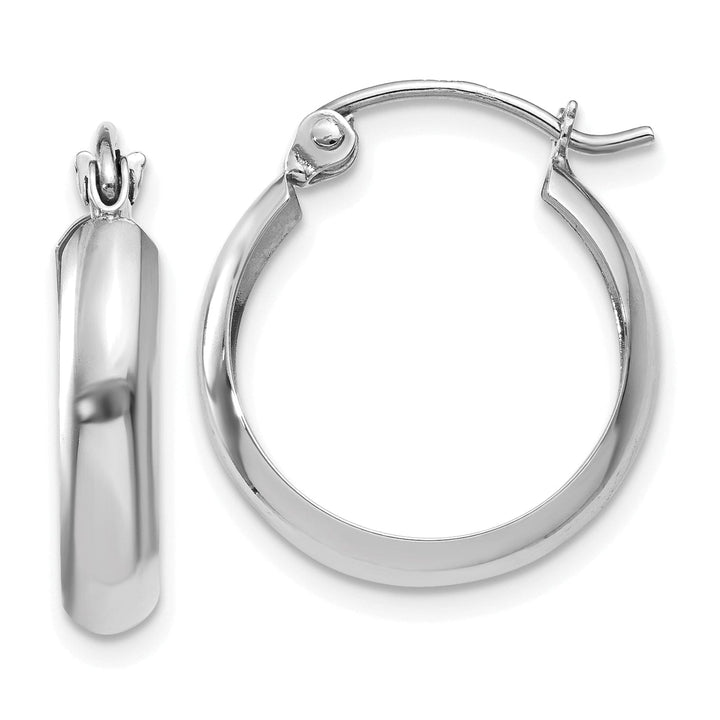 14k White Gold Polished 3.5MM Hoop Earrings