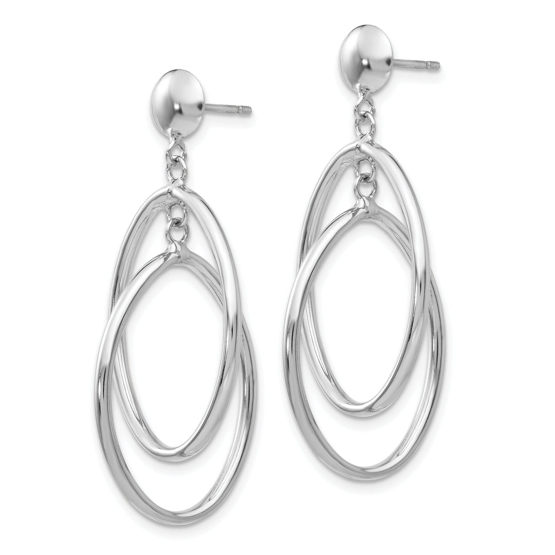 14k White Gold Polished Double Oval Post Earrings