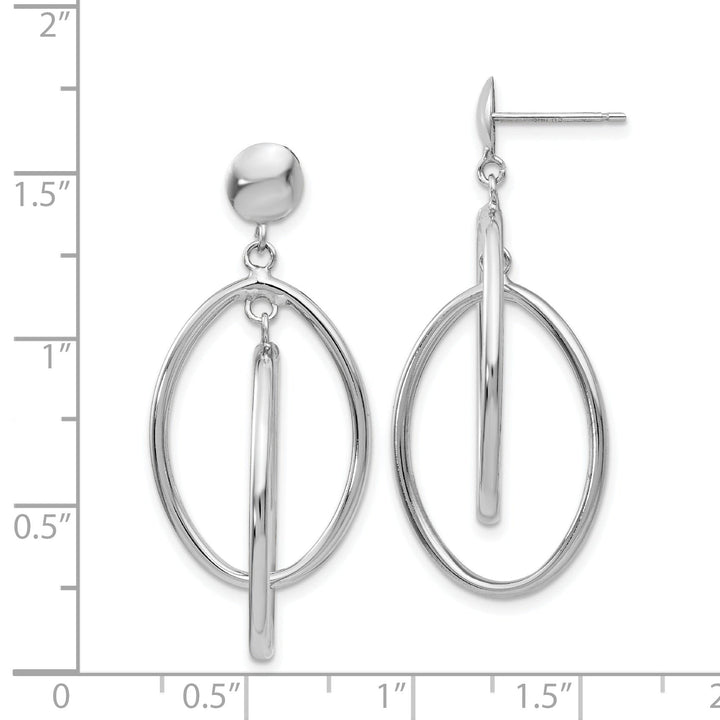 14k White Gold Polished Double Oval Post Earrings