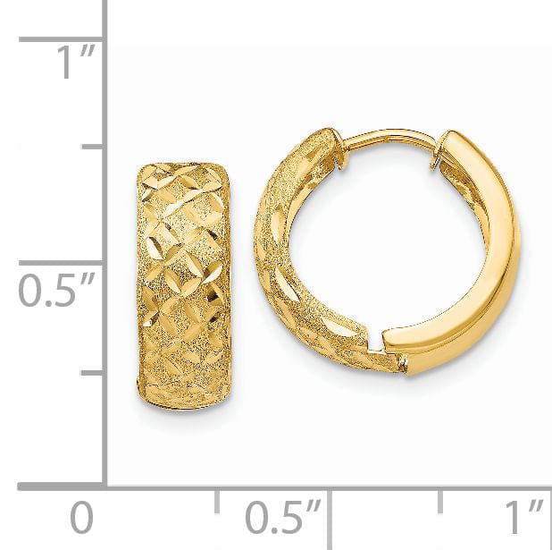 14k Yellow Gold Diamond Cut Round Hoop Earrings