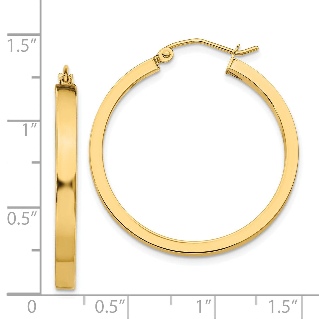 14k Yellow Gold 2x3MM Rectangle Tube Hoops