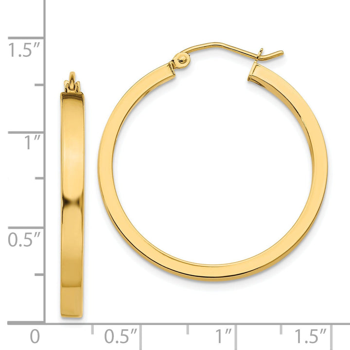 14k Yellow Gold 2x3MM Rectangle Tube Hoops