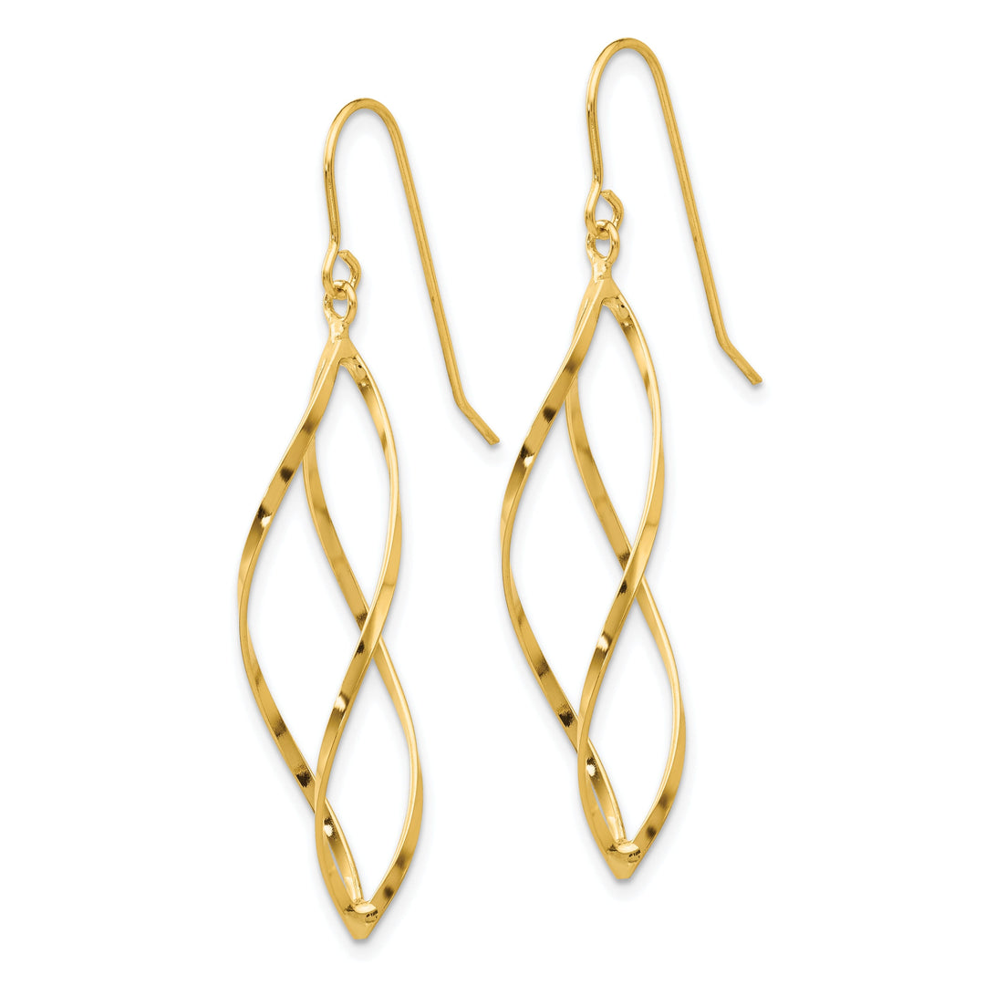 14k Yellow Gold Polished Swirl Dangle Earrings