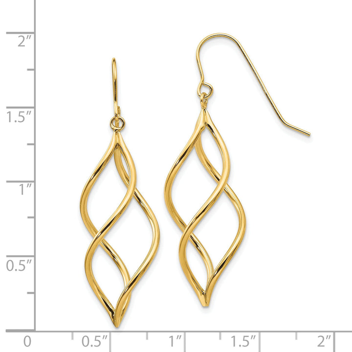 14k Yellow Gold Polished Swirl Dangle Earrings