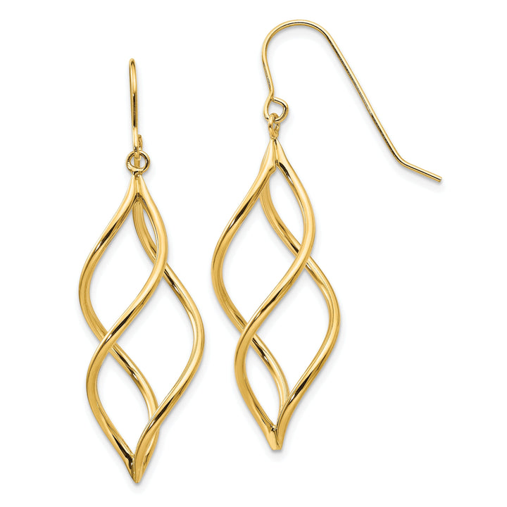 14k Yellow Gold Polished Swirl Dangle Earrings