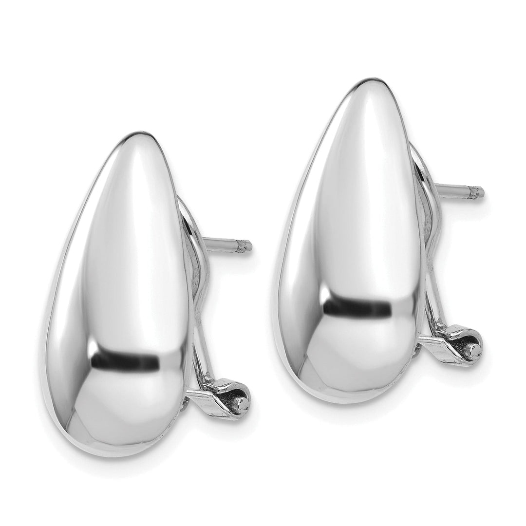 14k White Gold Tear Drop Omega Back Earrings