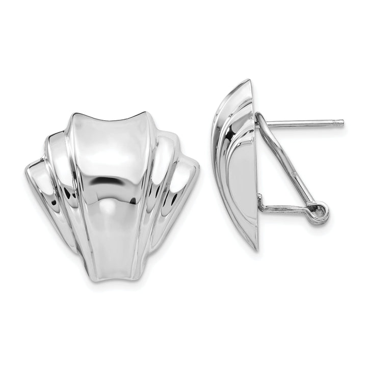 14k White Gold Polished Omega Back Post Earrings