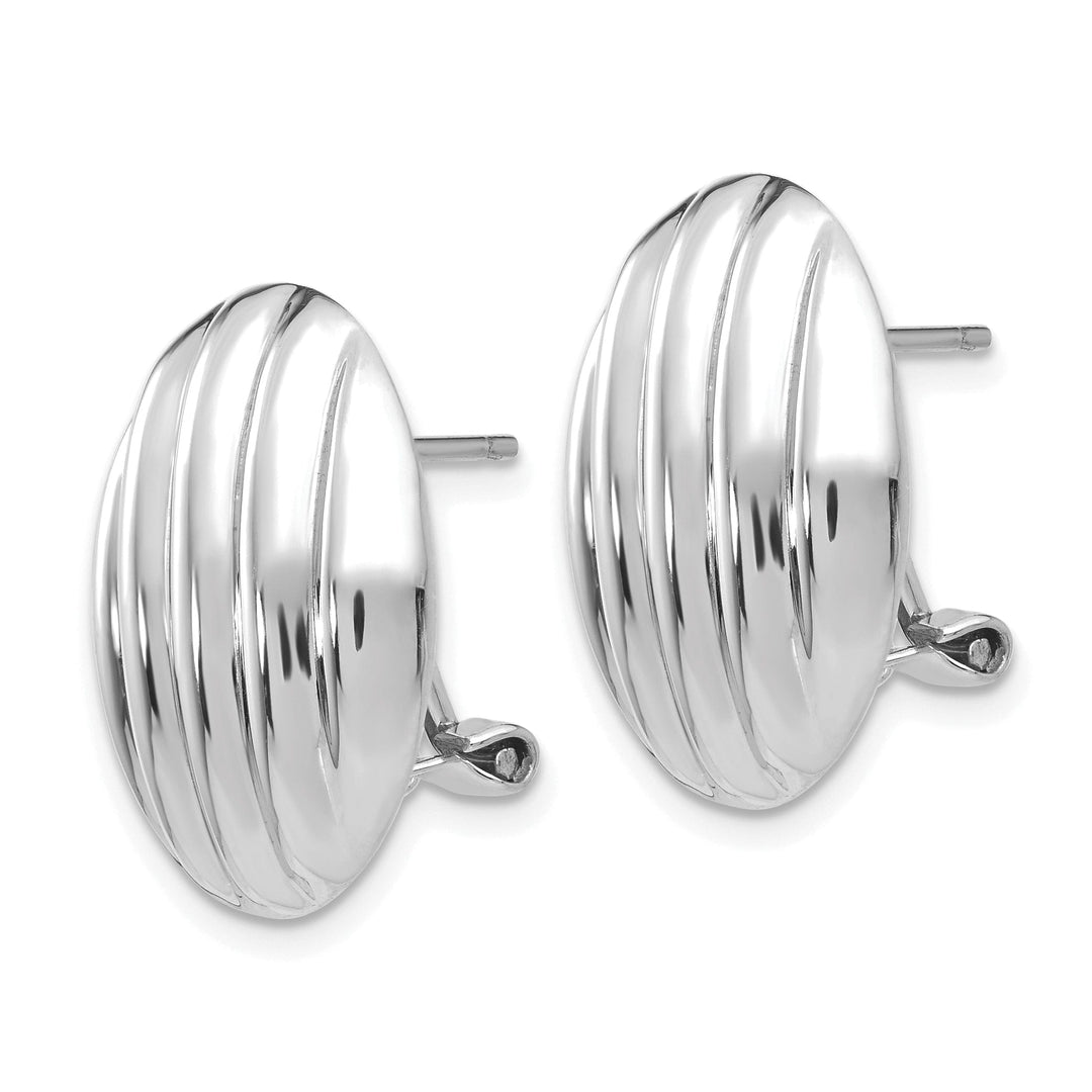 14k White Gold Fancy Omega Back Post Earrings